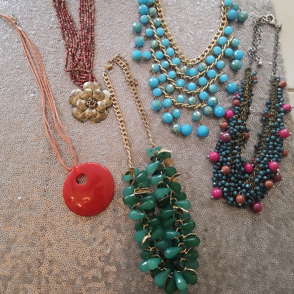 Statement necklaces. Sold as a lot of 5.